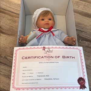 Asi Baby Doll with Striped Outfit Brand New